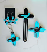 3D New Mexico Zia Magnet or Bookmark or Keychain or Earrings - Baha Ranch Western Wear - Flyclothing LLC
