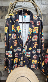 Baha Ranch Vintage Cowgirl Collage Western Blazer