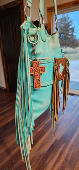 Baha Ranch 3D Faith Tooled Wall Cross or Keychain/Purse Charm Made in America