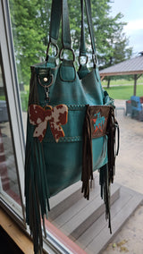 3d Print Puffy Bow Trend Keychain Fringe Cow Print Western Made in America