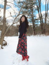Baha Ranch Colores de Mexico Romantic Red Roses Midi Skirt