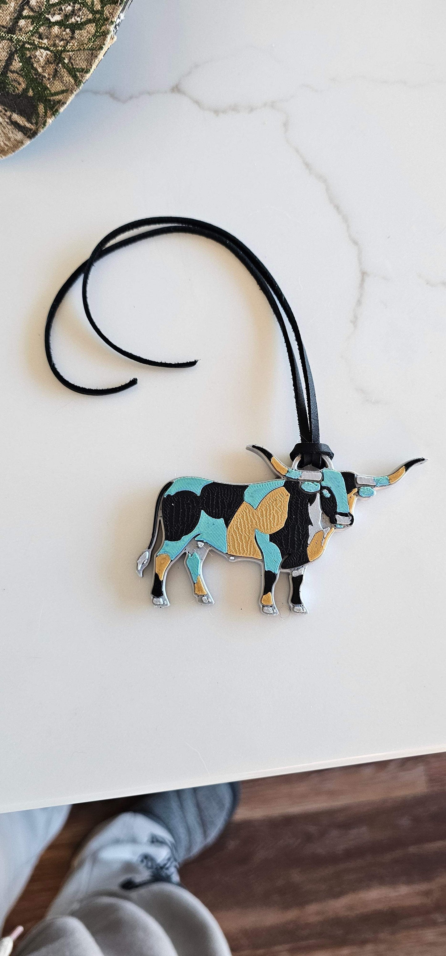 Baha Ranch 3D Print Turquoise Longhorn Made in America Keychain Magnet Purse Charm - Baha Ranch Western Wear - Flyclothing LLC