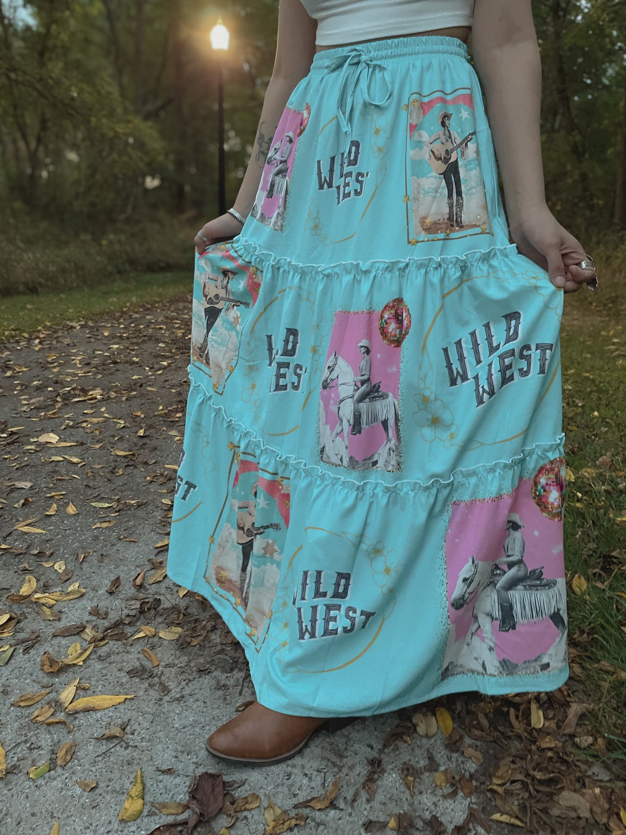 Baha Ranch Retro Pop Western Prairie Maxi Skirt - Baha Ranch Western Wear - Flyclothing LLC