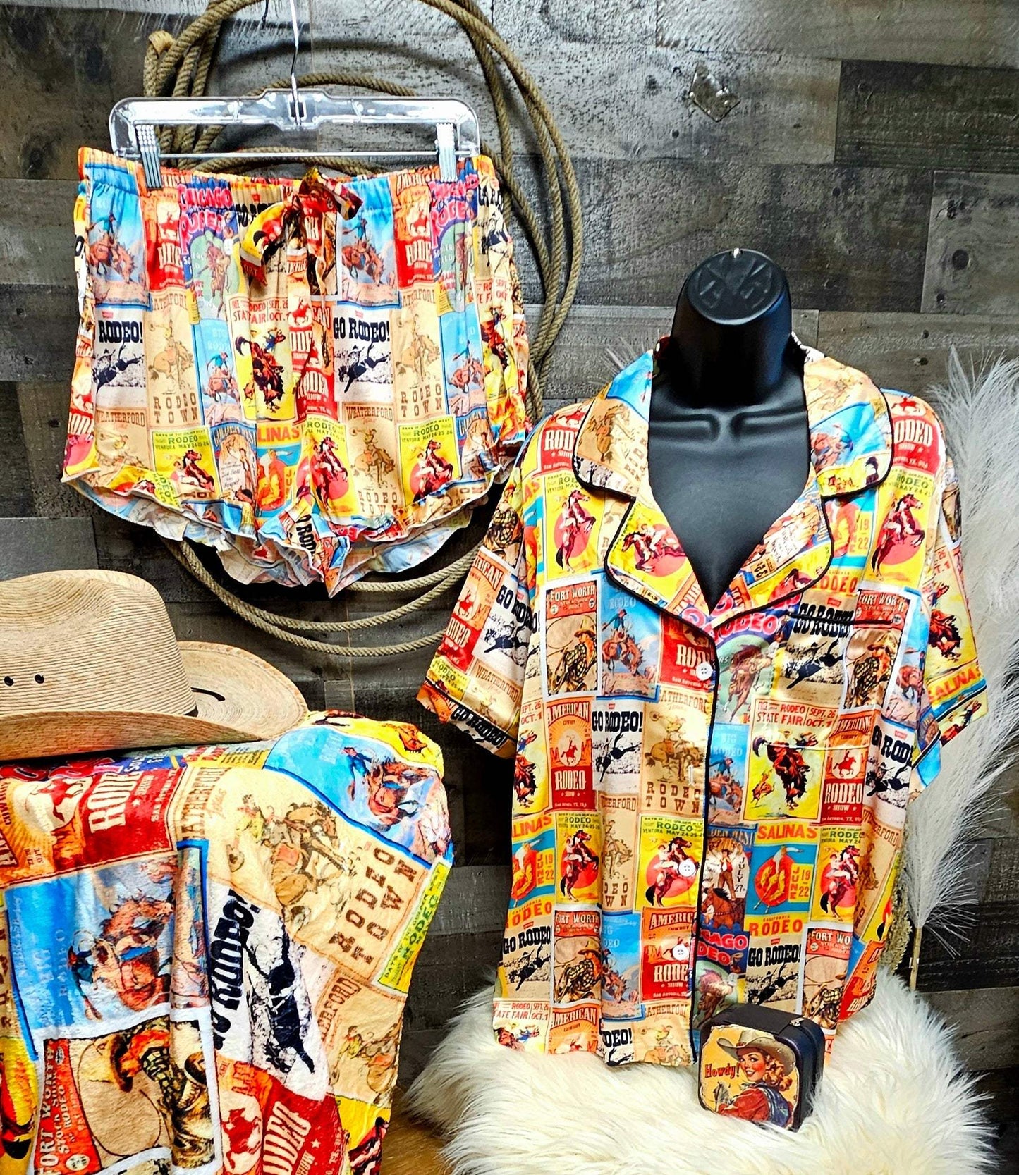 Baha Ranch Vintage Rodeo Poster Satin Pajama Set