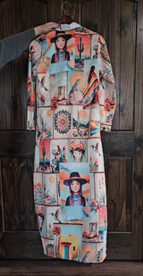 Baha Ranch Colores de Mexico Pictures of the Southwest Button-Up Long Sleeve Shirt Dress Duster - Baha Ranch Western Wear - Flyclothing LLC