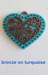 3d Printed Tooled Cowboy Cowgirl Heart  Keychain or Purse Charm