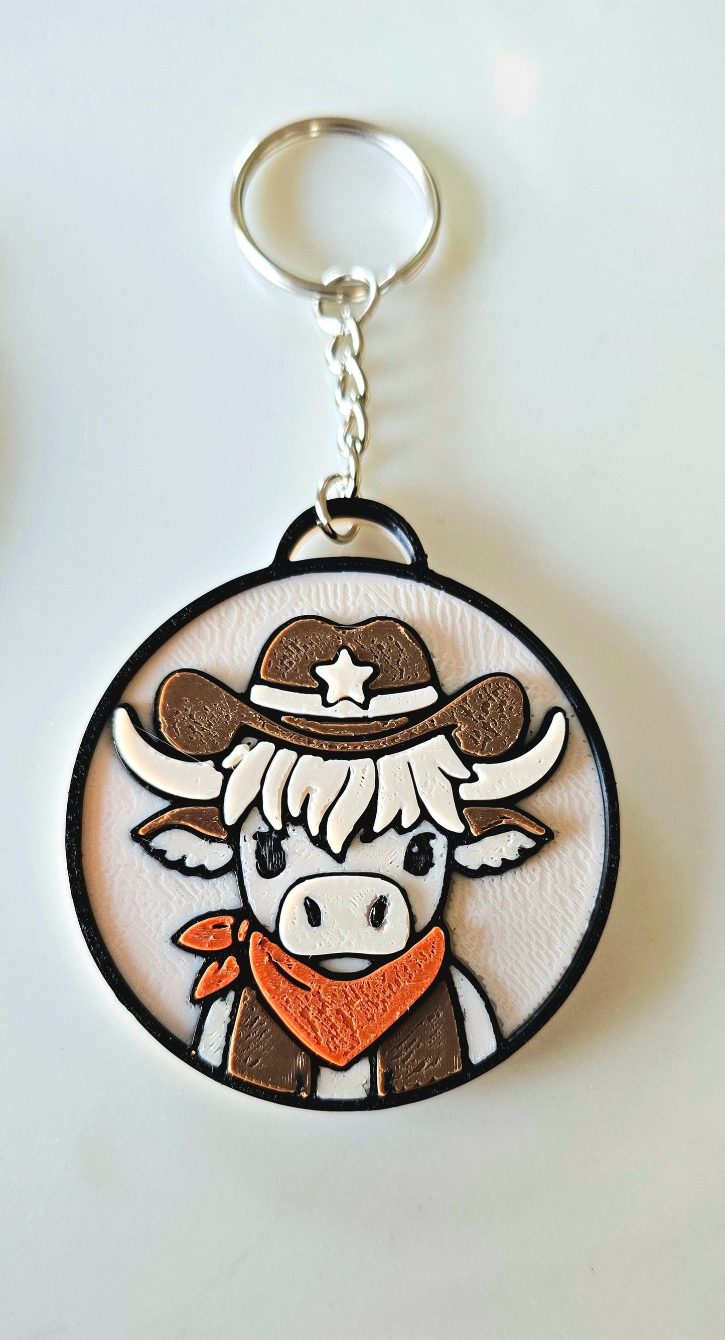 3d Western Cowgirl Cowboy Highland Cow Theme - Necklace, Purse Charm, Earrings, Keychain, Magnet