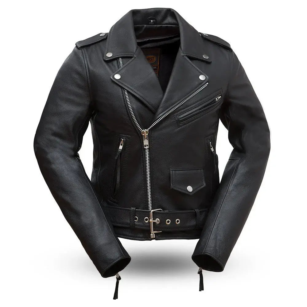 Rockstar - Women's Motorcycle Leather Jacket - First Manufacturing Company - Flyclothing LLC