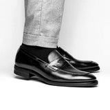 15-400-BLK ROMA Hand Burnished Calfskin Penny Loafer Black - Zelli Italia - Flyclothing LLC