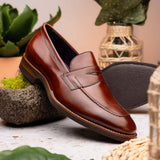 15-400-CGN ROMA Hand Burnished Calfskin Penny Loafer Cognac - Zelli Italia - Flyclothing LLC