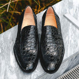 11-201-BKM ROMA Crocodile Penny Loafer, Black - Zelli Italia - Flyclothing LLC