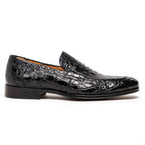 11-201-BKM ROMA Crocodile Penny Loafer, Black - Zelli Italia - Flyclothing LLC