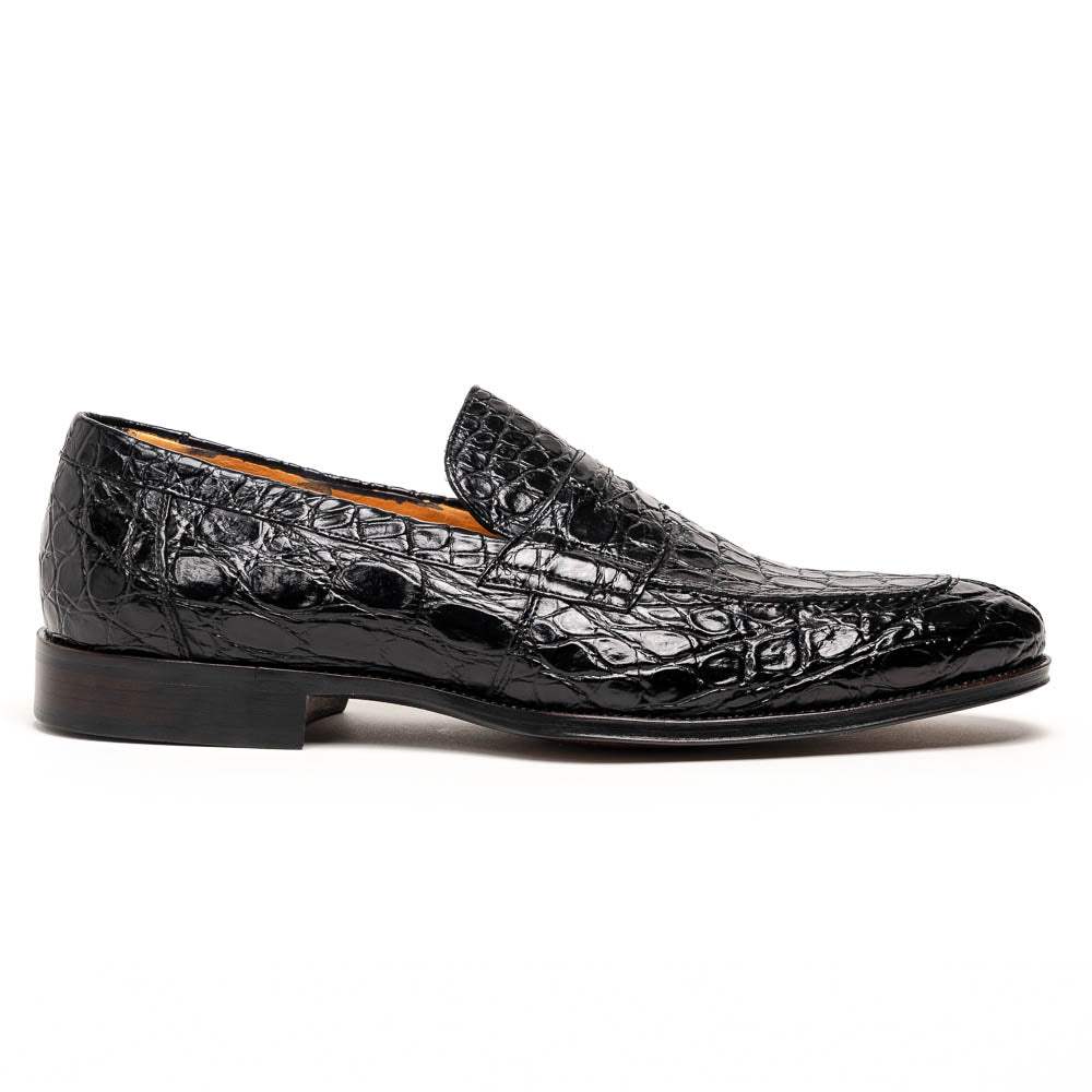 11-201-BKM ROMA Crocodile Penny Loafer, Black - Zelli Italia - Flyclothing LLC
