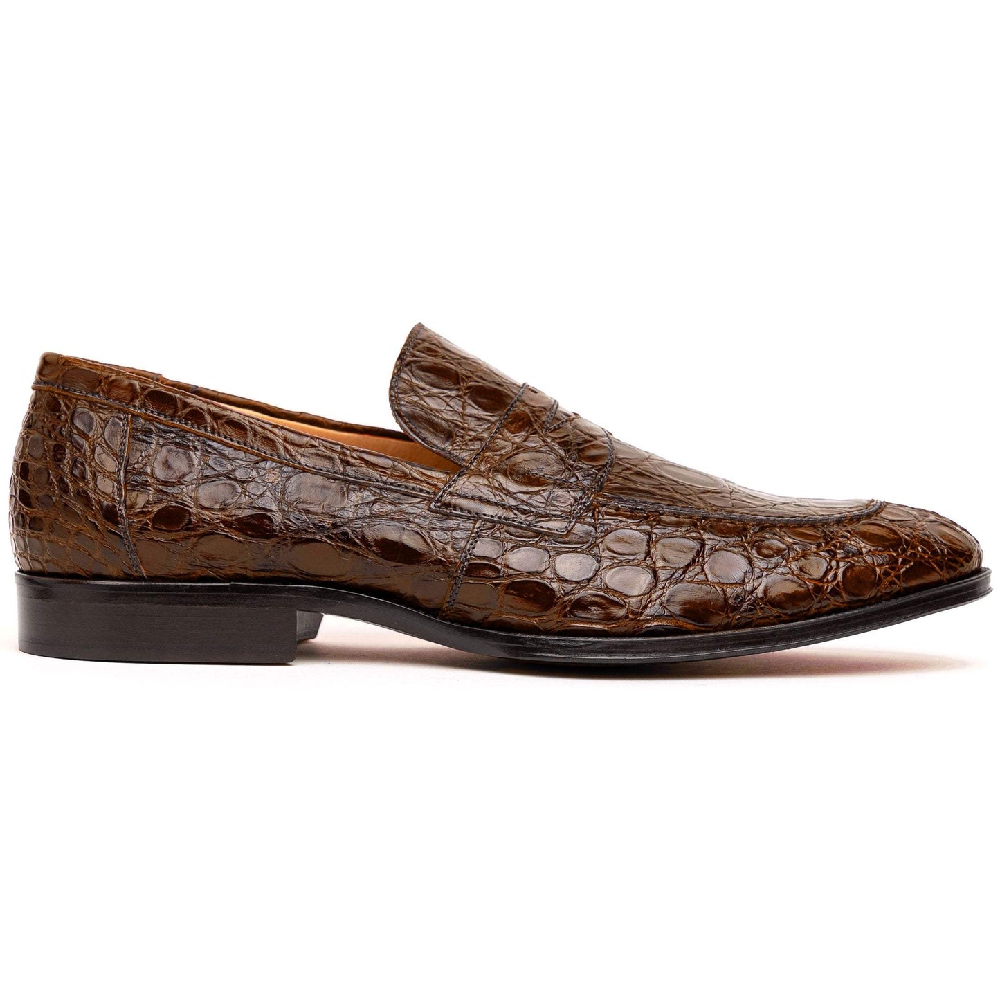 11-201-CGM ROMA Crocodile Penny Loafer, Cognac - Zelli Italia - Flyclothing LLC