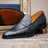 11-201-NVY ROMA Crocodile Penny Loafer, Navy - Zelli Italia - Flyclothing LLC
