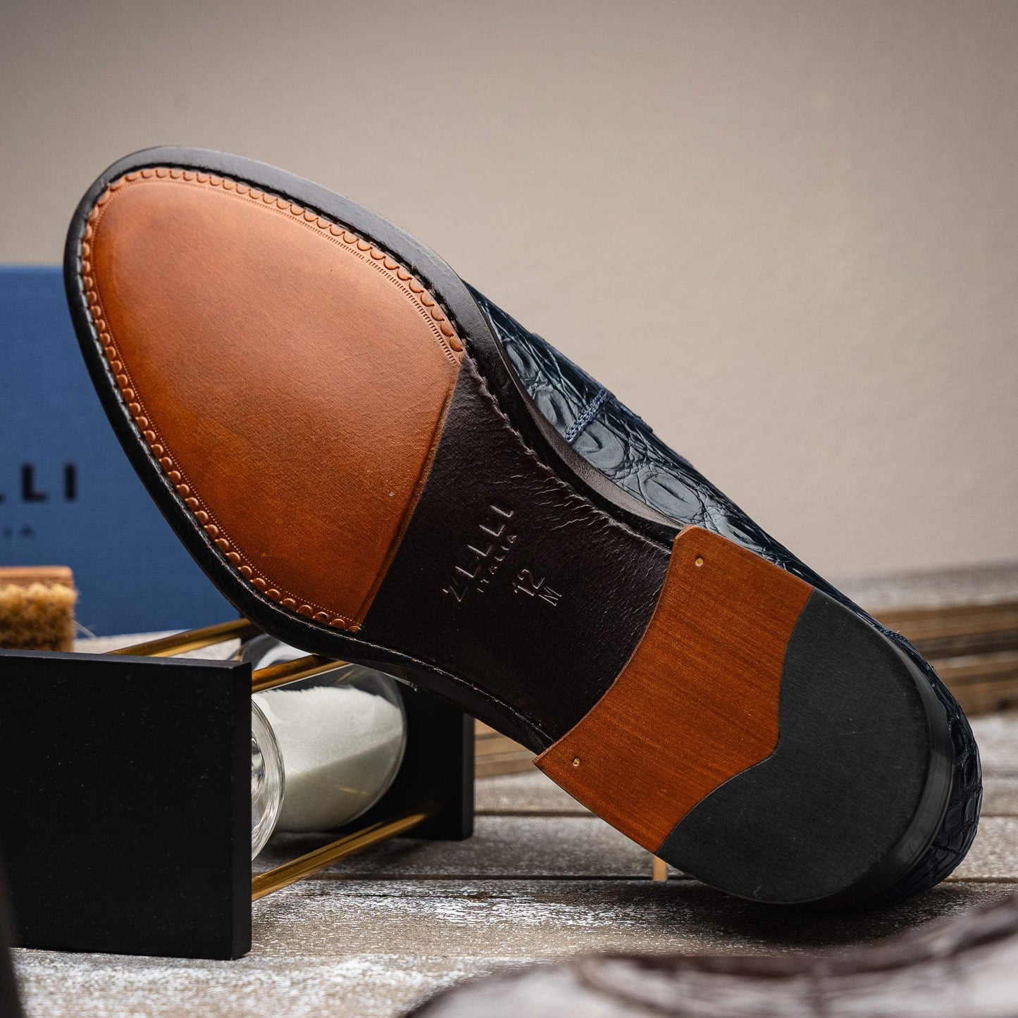 11-201-NVY ROMA Crocodile Penny Loafer, Navy - Zelli Italia - Flyclothing LLC