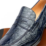 11-201-NVY ROMA Crocodile Penny Loafer, Navy - Zelli Italia - Flyclothing LLC