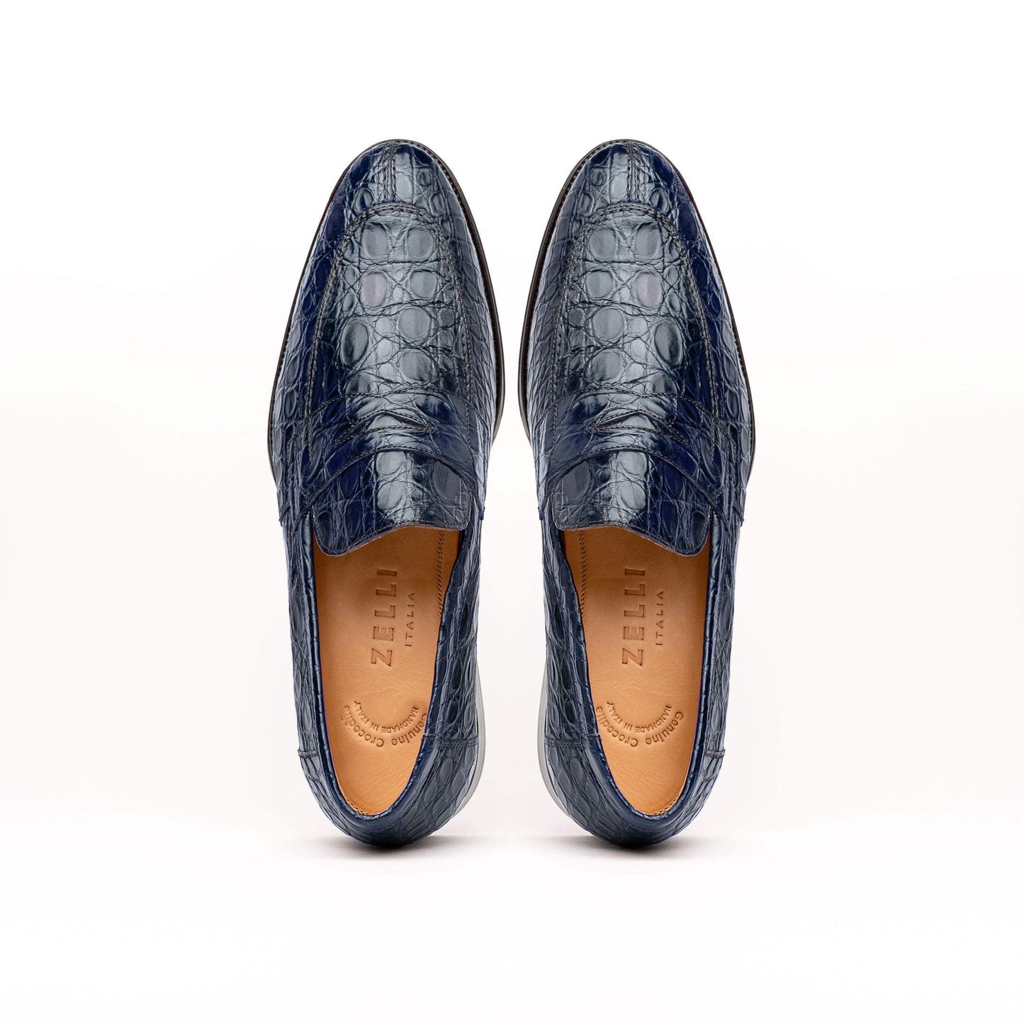 11-201-NVY ROMA Crocodile Penny Loafer, Navy - Zelli Italia - Flyclothing LLC