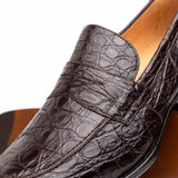 11-201-NIC ROMA Crocodile Penny Loafer, Nicotine - Zelli Italia - Flyclothing LLC