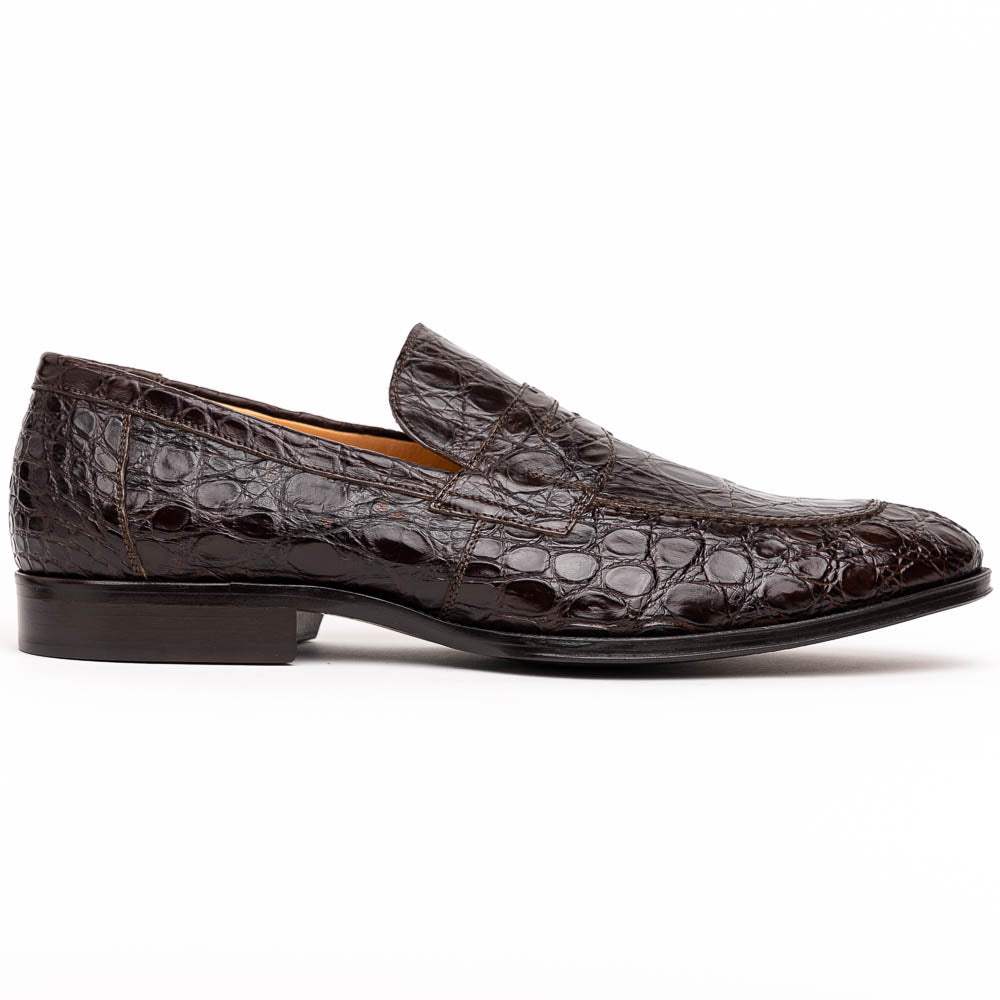 11-201-NIC ROMA Crocodile Penny Loafer, Nicotine - Zelli Italia - Flyclothing LLC