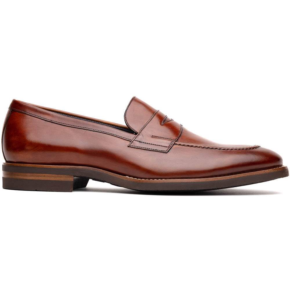 15-400-CGN ROMA Hand Burnished Calfskin Penny Loafer Cognac - Zelli Italia - Flyclothing LLC