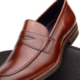 15-400-CGN ROMA Hand Burnished Calfskin Penny Loafer Cognac - Zelli Italia - Flyclothing LLC
