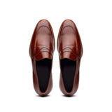 15-400-CGN ROMA Hand Burnished Calfskin Penny Loafer Cognac - Zelli Italia - Flyclothing LLC