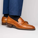 15-400-CML ROMA Hand Burnished Calfskin Penny Loafer Camel - Zelli Italia - Flyclothing LLC