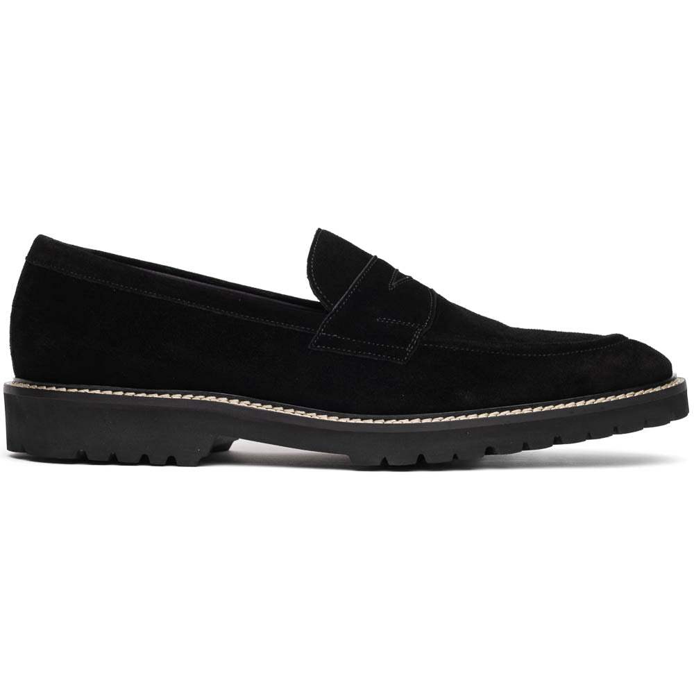 16-657-BLK ROMA Italian Suede Penny Loafers Black - Zelli Italia - Flyclothing LLC