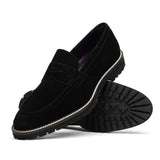 16-657-BLK ROMA Italian Suede Penny Loafers Black - Zelli Italia - Flyclothing LLC