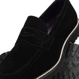 16-657-BLK ROMA Italian Suede Penny Loafers Black - Zelli Italia - Flyclothing LLC