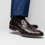 11-201-NIC ROMA Crocodile Penny Loafer, Nicotine - Zelli Italia - Flyclothing LLC