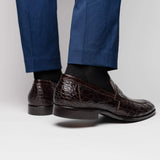 11-201-NIC ROMA Crocodile Penny Loafer, Nicotine - Zelli Italia - Flyclothing LLC