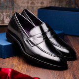15-400-BLK ROMA Hand Burnished Calfskin Penny Loafer Black - Zelli Italia - Flyclothing LLC