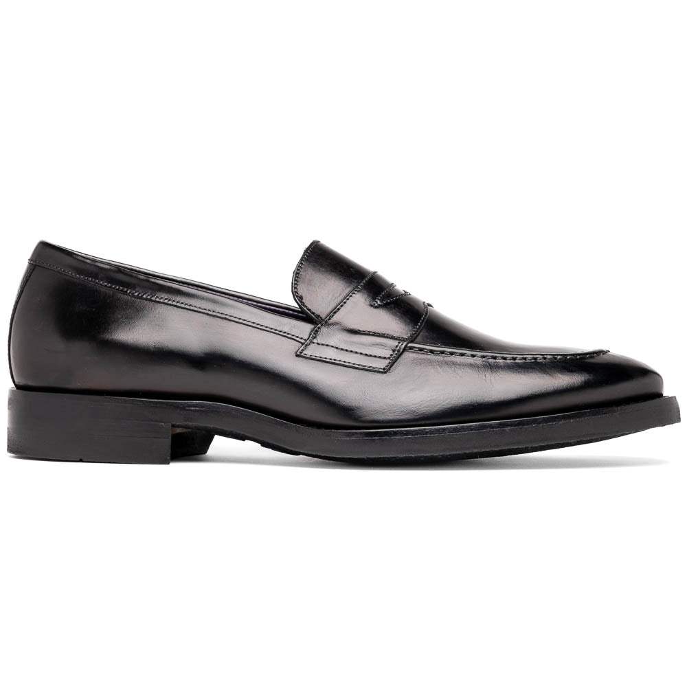 15-400-BLK ROMA Hand Burnished Calfskin Penny Loafer Black - Zelli Italia - Flyclothing LLC