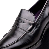 15-400-BLK ROMA Hand Burnished Calfskin Penny Loafer Black - Zelli Italia - Flyclothing LLC