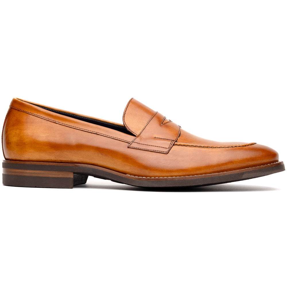 15-400-CML ROMA Hand Burnished Calfskin Penny Loafer Camel - Zelli Italia - Flyclothing LLC