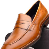 15-400-CML ROMA Hand Burnished Calfskin Penny Loafer Camel - Zelli Italia - Flyclothing LLC