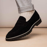 16-657-BLK ROMA Italian Suede Penny Loafers Black - Zelli Italia - Flyclothing LLC