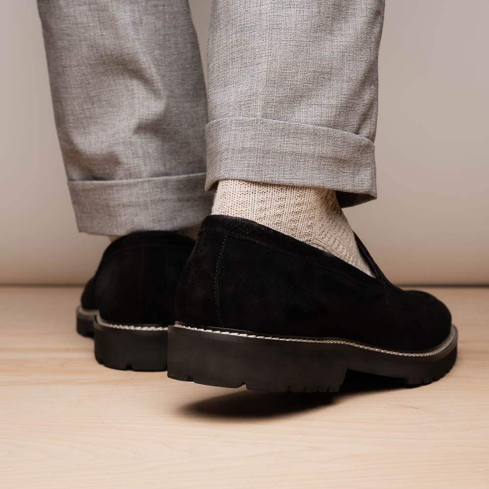 16-657-BLK ROMA Italian Suede Penny Loafers Black - Zelli Italia - Flyclothing LLC