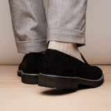16-657-BLK ROMA Italian Suede Penny Loafers Black - Zelli Italia - Flyclothing LLC