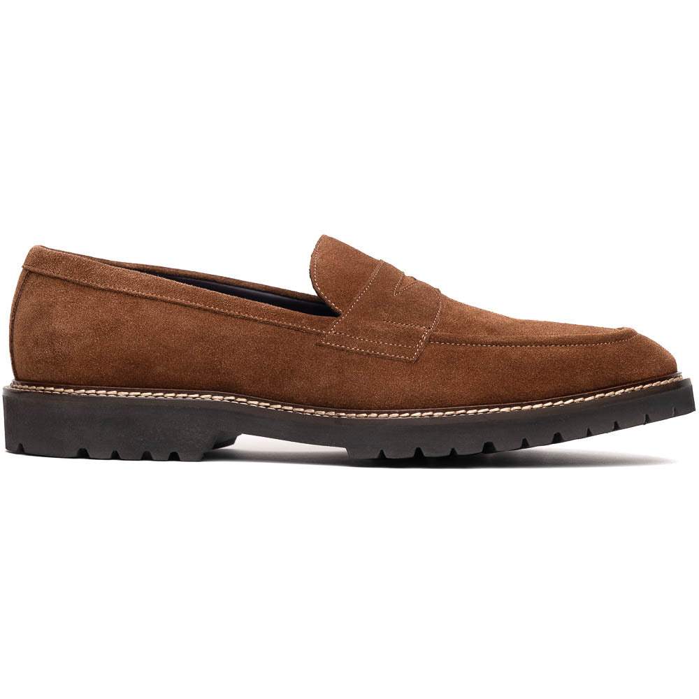 16-657-TOB ROMA Italian Suede Penny Loafers Tobacco - Zelli Italia - Flyclothing LLC