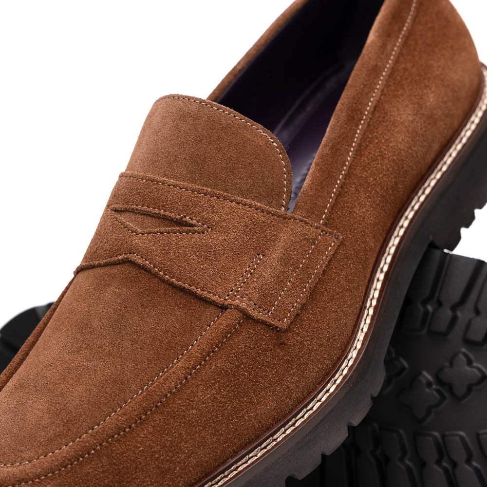 16-657-TOB ROMA Italian Suede Penny Loafers Tobacco - Zelli Italia - Flyclothing LLC
