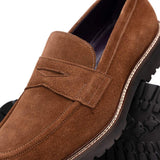 16-657-TOB ROMA Italian Suede Penny Loafers Tobacco - Zelli Italia - Flyclothing LLC