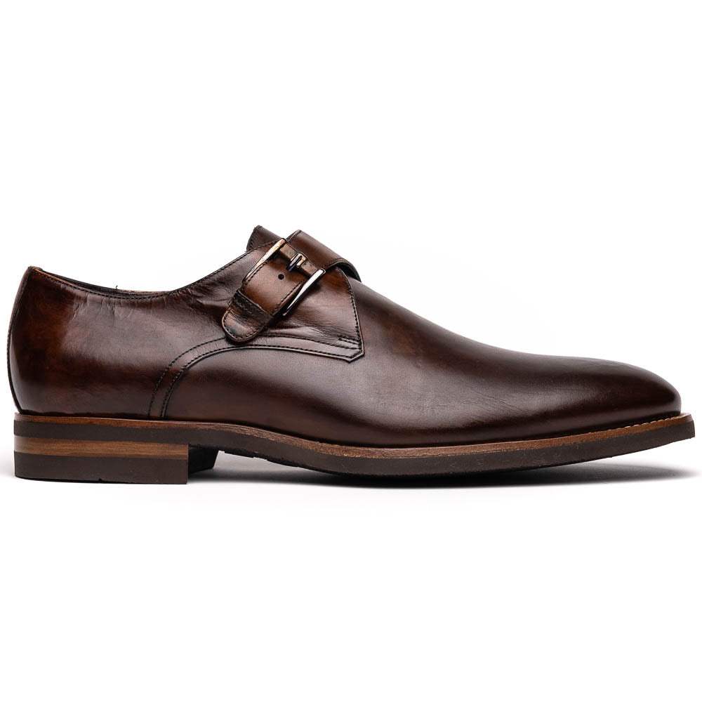 55-605-CST ROMAN Italian Calfskin Monkstrap Chestnut - Zelli Italia - Flyclothing LLC