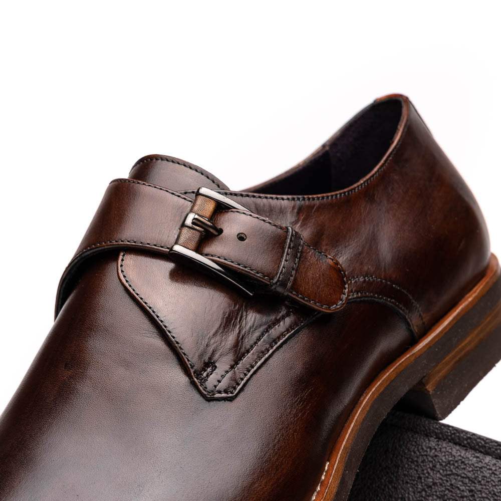 55-605-CST ROMAN Italian Calfskin Monkstrap Chestnut - Zelli Italia - Flyclothing LLC