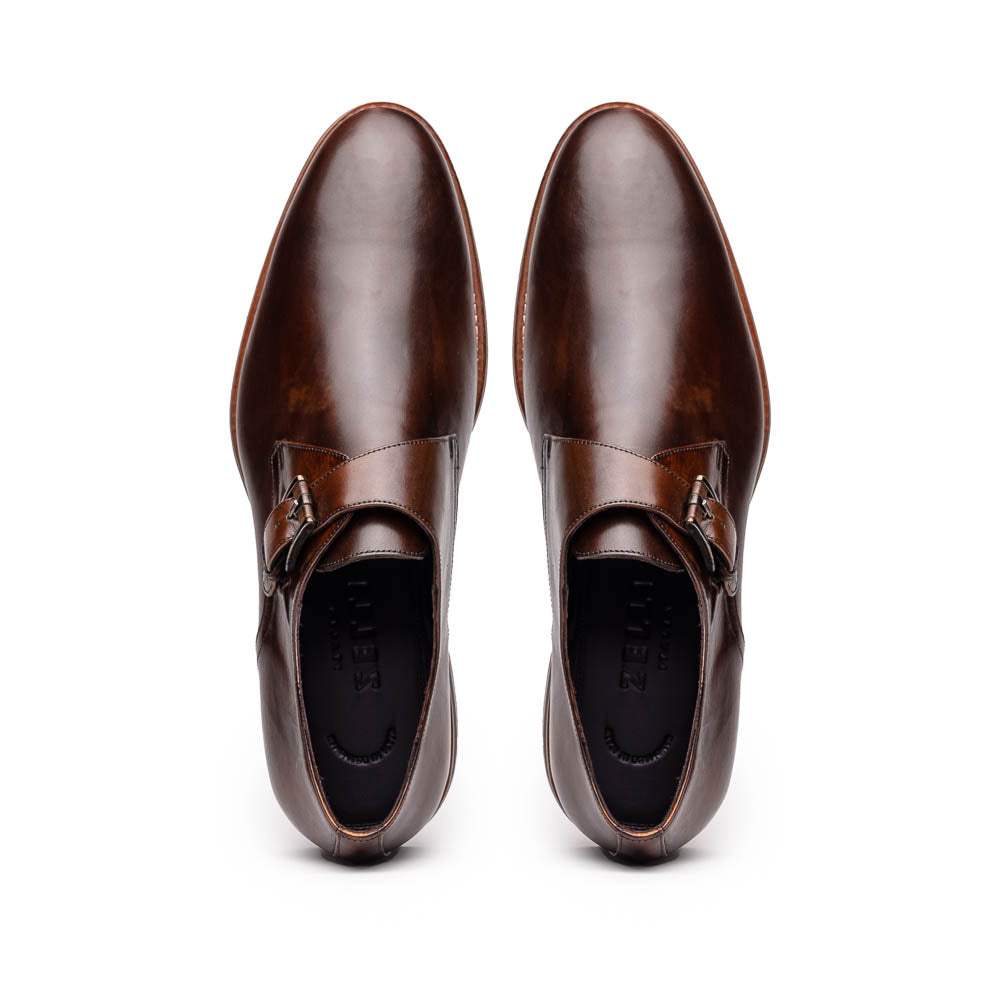 55-605-CST ROMAN Italian Calfskin Monkstrap Chestnut - Zelli Italia - Flyclothing LLC