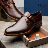 55-605-CST ROMAN Italian Calfskin Monkstrap Chestnut - Zelli Italia - Flyclothing LLC