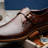 55-605-CST ROMAN Italian Calfskin Monkstrap Chestnut - Zelli Italia - Flyclothing LLC
