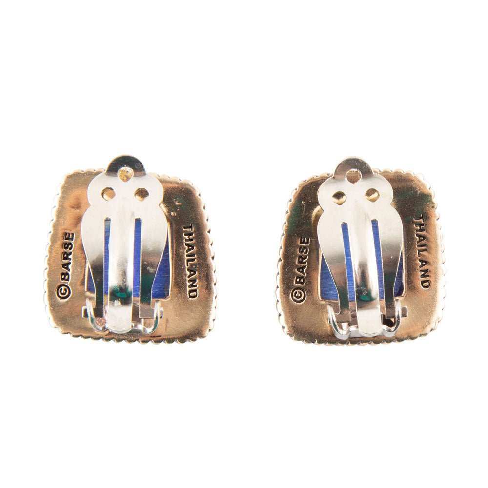 Roped Blue Lapis Golden Clip Earrings - Barse Jewelry - Flyclothing LLC